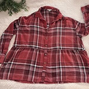American Eagle: Oversized Women’s PlaidButton Down Flowy Flannel Size XS